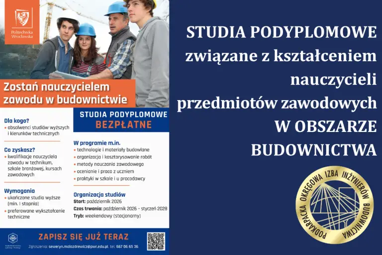Studia podyplomowe związane z kształceniem nauczycieli przedmiotów zawodowych