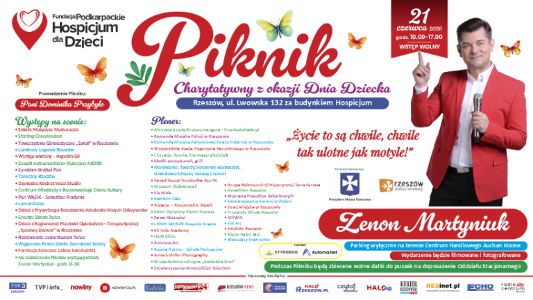 Fundacja Hospicjum Podkarpackie dla Dzieci zaprasza na Piknik charytatywny w dniu 21 czerwca 2026 r.