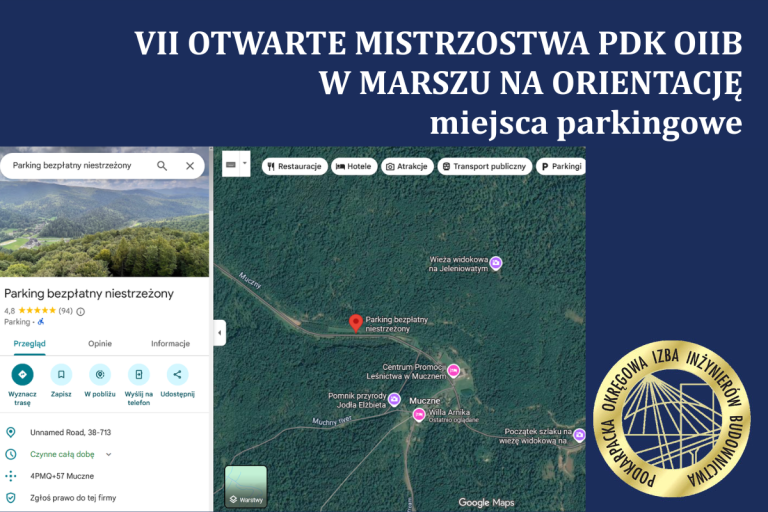 Miejsca parkingowe – VII Otwarte Mistrzostwa PDK OIIB w Marszu na Orientację – 22.08.2026 r.
