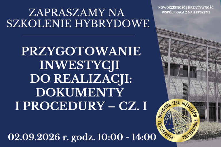 Szkolenie hybrydowe PDK OIIB – cz.I – 02.09.2026 r.