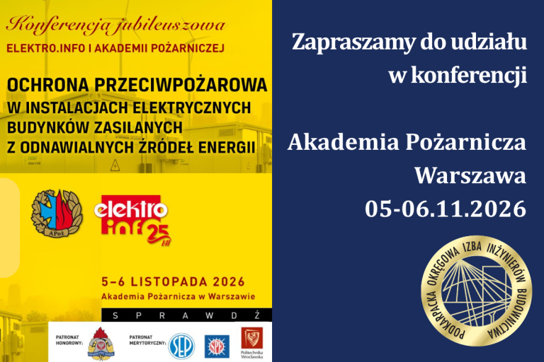 Ochrona przeciwpożarowa w instalacjach elektrycznych budynków zasilanych z odnawialnych źródeł energii – 05-06.11.2026 r.