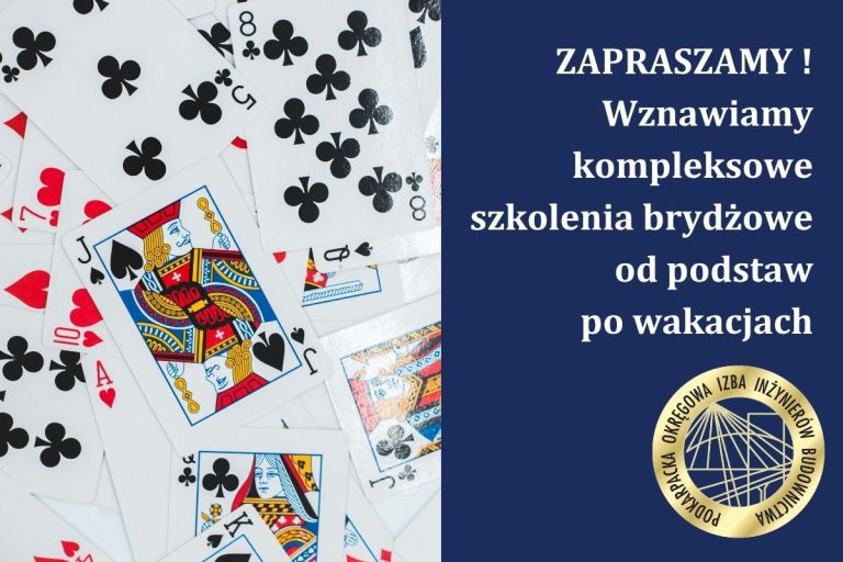 Wznawiamy profesjonalne szkolenie brydżowego od podstaw po wakacjach!