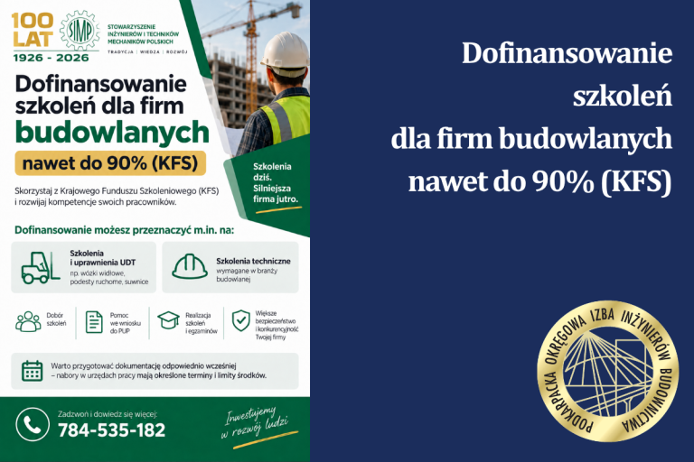 Dofinansowanie szkoleń dla firm budowlanych – nawet do 90% (KFS).